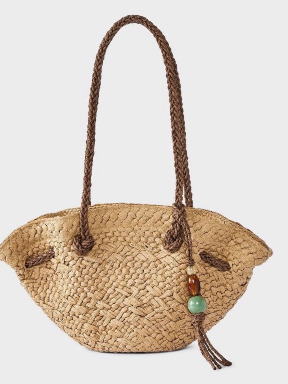 NWT Target A New Day Hand Woven Straw Bead Charm Mini Fan
Tote Bag Purse